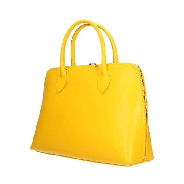 Żółta skórzana torebka Chicca Borse Arancio-image-2