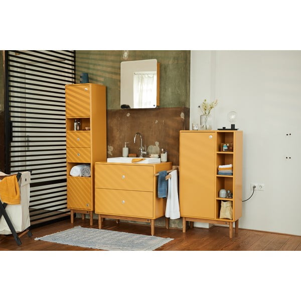 Musztardowa wysoka/wisząca szafka łazienkowa 40x158 cm Color Bath – Tom Tailor-image-1