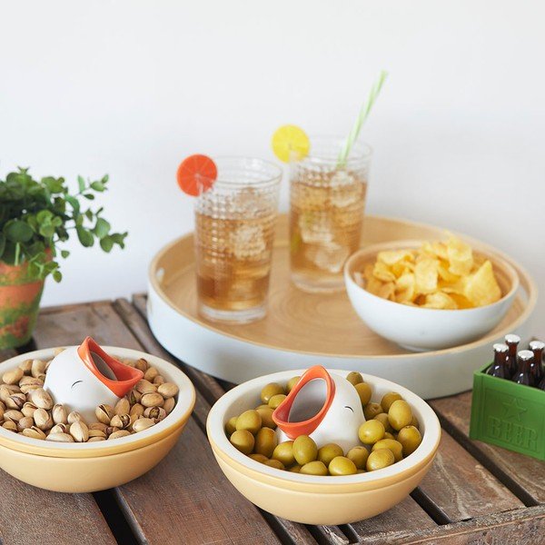 Żółto-biała ceramiczna miska do serwowania 250 ml Hungry Bird – Balvi-image-1