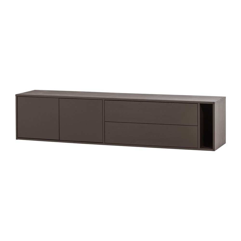 Ciemnobrązowa szafka pod TV z litego drewna sosnowego 200x45x44 cm Settle Down – vtwonen