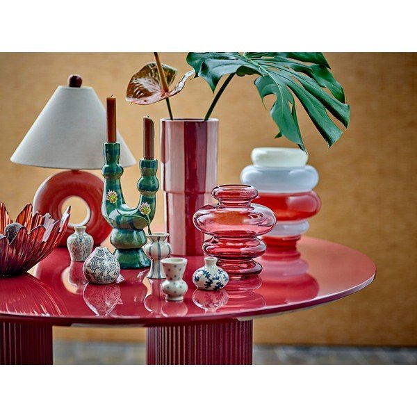 Czerwona/kremowa lampa stołowa ceramiczna z tekstylnym kloszem (wysokość 42 cm) Panja – Bloomingville-image-3