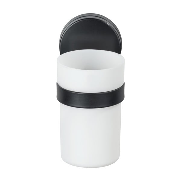 Czarno-biały ścienny kubek na szczoteczki do zębów Wenko Static-Loc® Plus-image-1