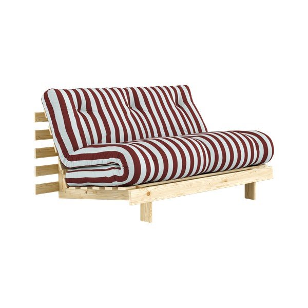 Bordowa/jasnoniebieska rozkładana sofa 140 cm Roots – Karup
