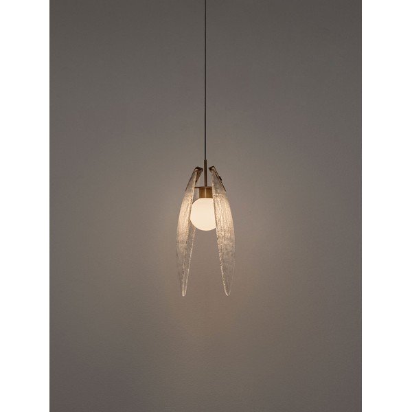 Stalowa lampa wisząca LED w kolorze mosiądzu ze szklanym kloszem Shelina – Nova Luce-image-4