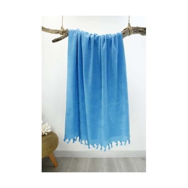 Niebieski ręcznik plażowy Hammam Beach, 90x180 cm