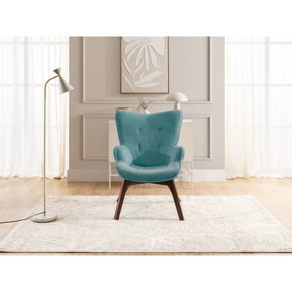 Turkusowy sztruksowy fotel Niko – Ropez-image-1