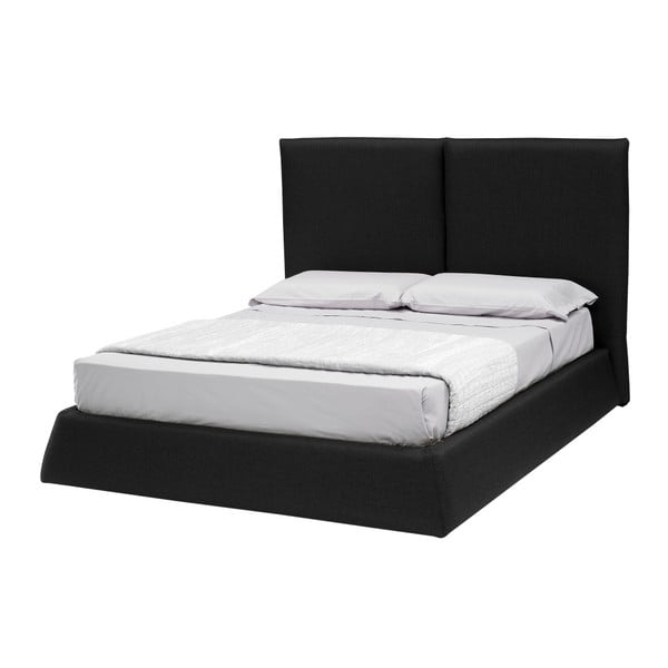 Czarne łóżko dwuosobowe ze schowkiem 13Casa Ofelia, 160x190 cm