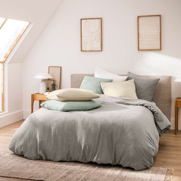 Szara bawełniana pościel dwuosobowa 3-częściowa 240x220 cm Meline – douceur d'intérieur-image-3