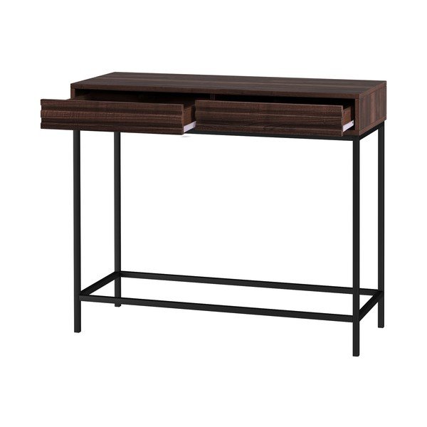 Ciemnobrązowa konsola z blatem w dekorze orzecha 35x90 cm Celine – Støraa