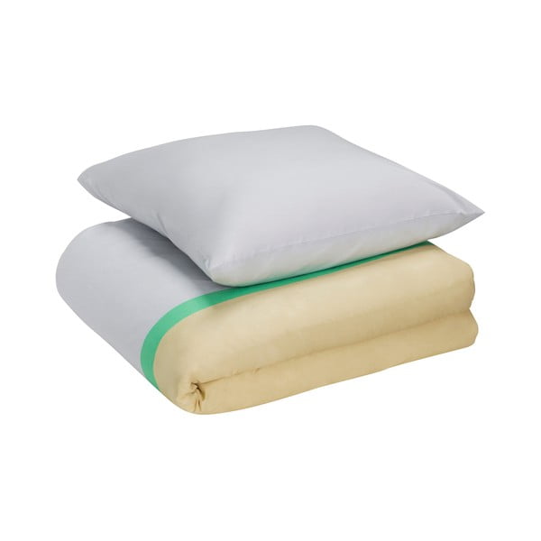 Lawendowo-beżowa bawełniana pościel jednoosobowa 140x220 cm Block – Hübsch