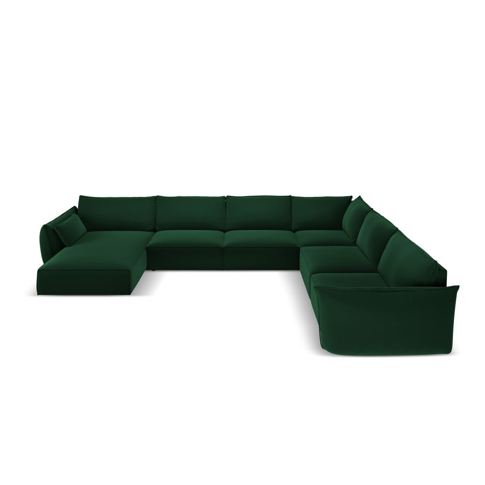 Ciemnozielony aksamitny narożnik (prawostronny/w kształcie litery U) Vanda – Mazzini Sofas