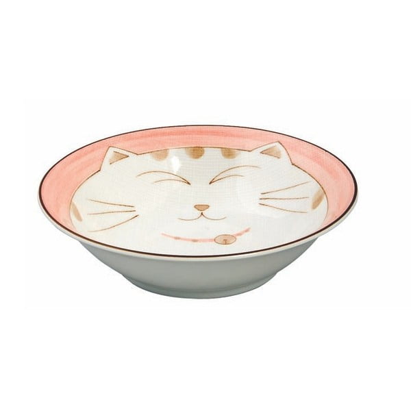 Różowa porcelanowa miska Tokyo Design Studio Kawaii Cat, 450 ml