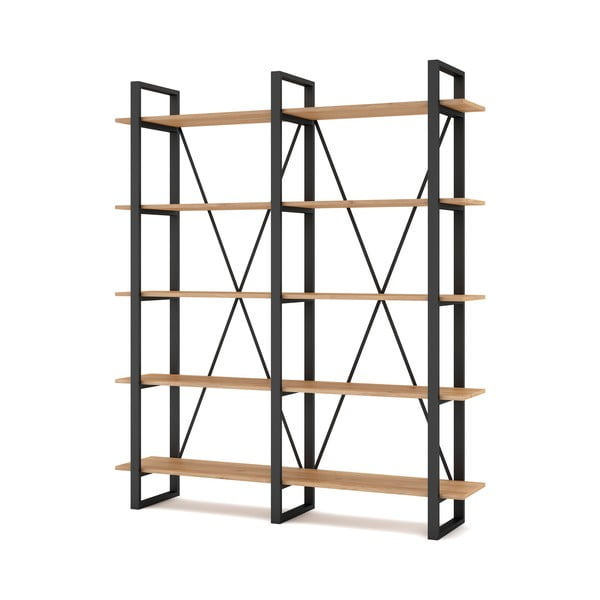 Czarno-naturalny regał w dekorze dębu 150x180 cm Aviva – Marckeric-image-3