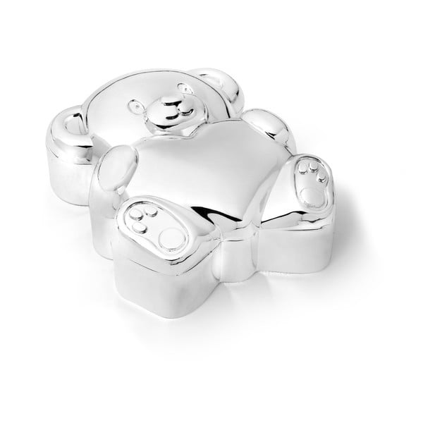 Metalowa szkatułka na pierwszy mleczny ząbek w kolorze srebra z połyskiem 6x5x2 cm Bear with Heart – Zilverstad-image-3