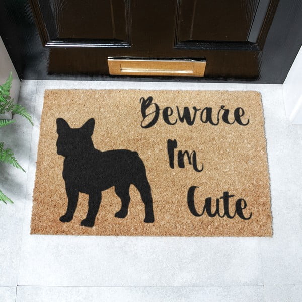 Wycieraczka z włókna kokosowego 40x60 cm Beware I'm Cute French Bulldog – Artsy Doormats-image-2