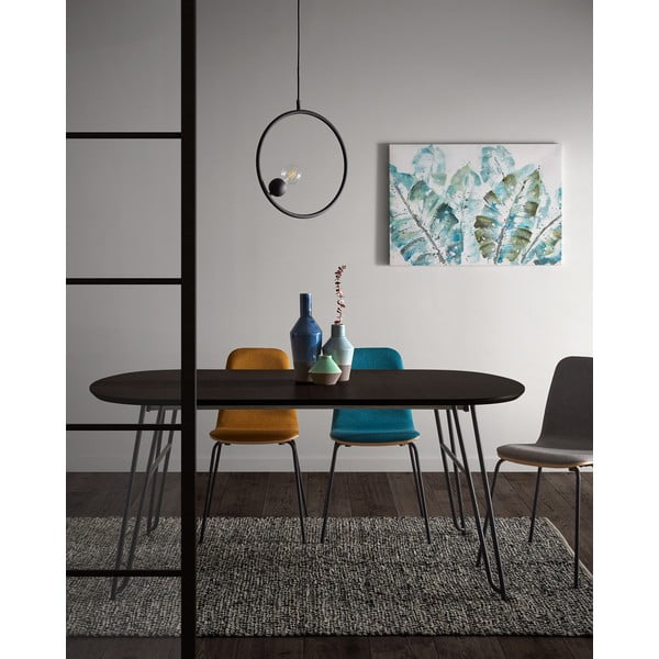 Ciemnobrązowy rozkładany stół z blatem w dekorze jesionu 100x170 cm Milian – Kave Home-image-1