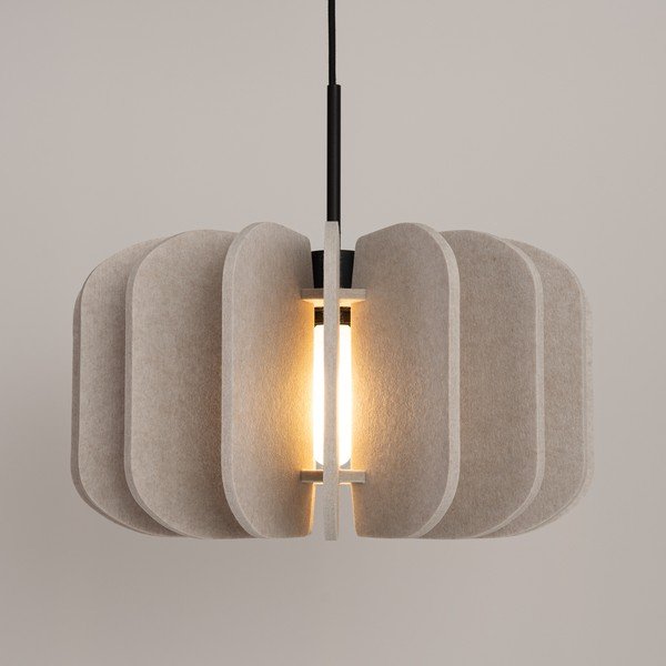 Beżowa metalowa lampa wisząca z tekstylnym kloszem ø 45 cm Elom – Sollux-image-2