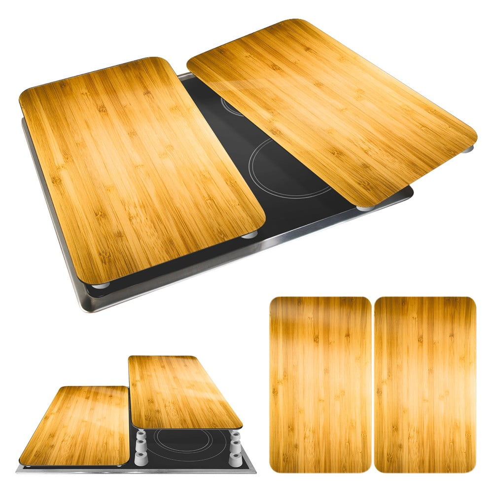 Płyty ochronne na kuchenkę ze szkła hartowanego zestaw 2 szt. 52x30 cm Wooden – Maximex (zdjęcie 10)