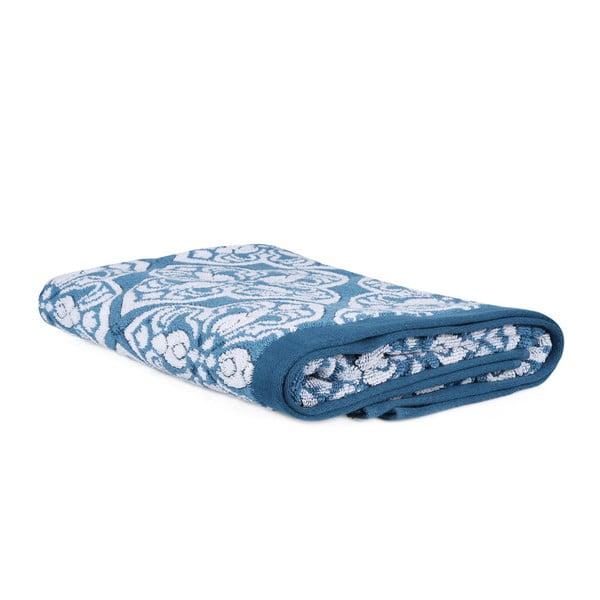 Niebiesko-biały ręcznik Monica, 75x135 cm