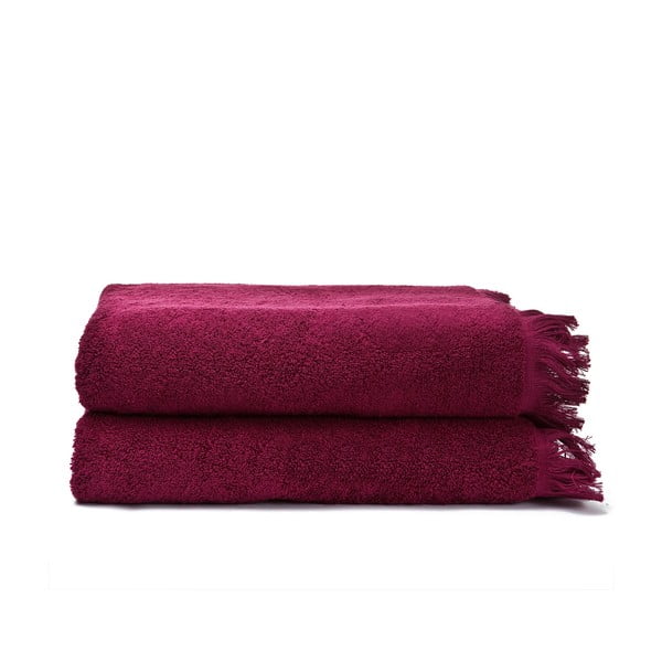 Zestaw 2 bordowych ręczników kąpielowych z bawełny Casa Di Bassi Bath, 100x160 cm