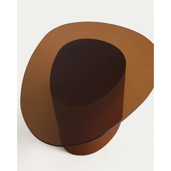 Brązowy stolik ze szklanym blatem 74x81,5 cm Olir – Kave Home-image-4
