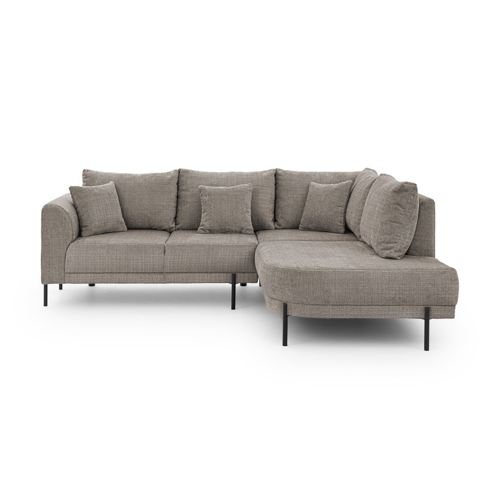 Szarobrązowy narożnik z tkaniny szenilowej (prawostronny/w kształcie litery L) Mauris  – Ropez