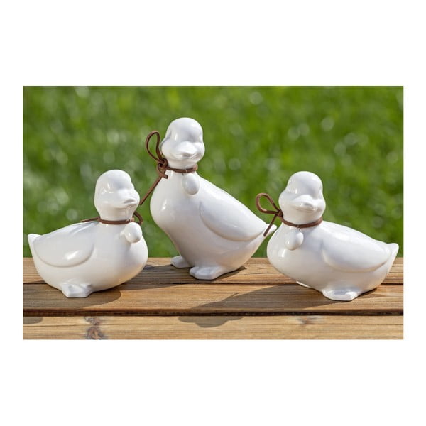 Zestaw 3 figurek kaczuszek z porcelany Boltze Duck, wys. 13 cm