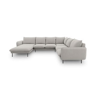 Jasnoszara sofa w kształcie litery U Cosmopolitan Design Vienna, prawostronna