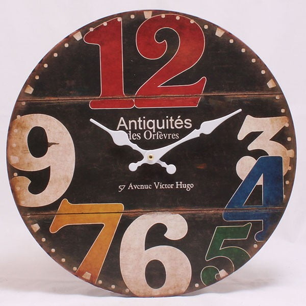 Drewniany zegar 57 Avenue Victor Hugo, 34x34 cm