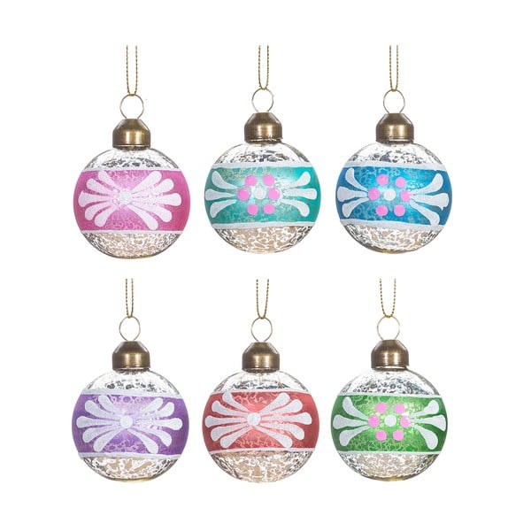 Szklane bombki wykonane ręcznie zestaw 6 szt. ø 5 cm Vintage Handpainted – Sass & Belle