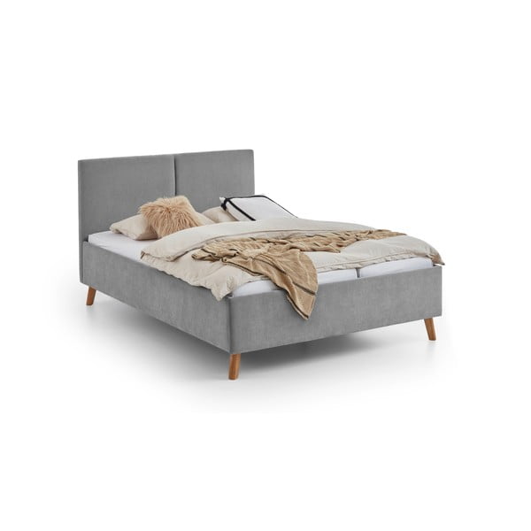 Szare tapicerowane łóżko dwuosobowe ze stelażem 140x200 cm Piano – Meise Möbel-image-4