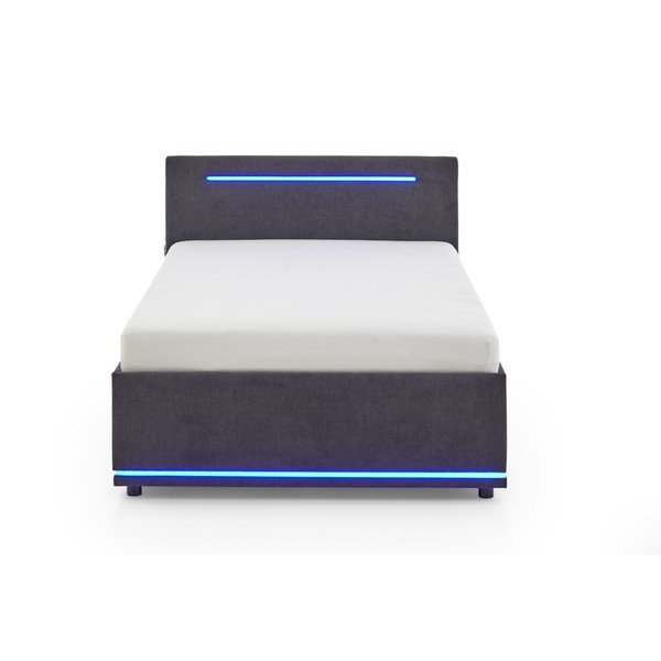 Ciemnoszare tapicerowane łóżko dziecięce ze schowkiem i stelażem 120x200 cm Circle – Meise Möbel-image-3