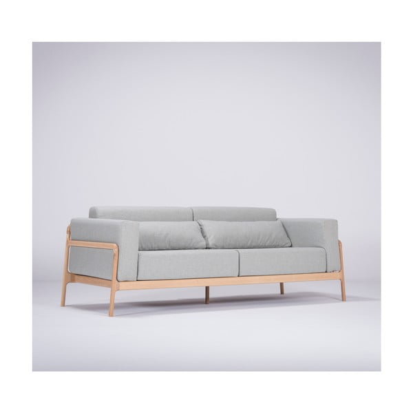 Niebieskoszara sofa z konstrukcją z litego drewna dębowego Gazzda Fawn, 210 cm-image-1