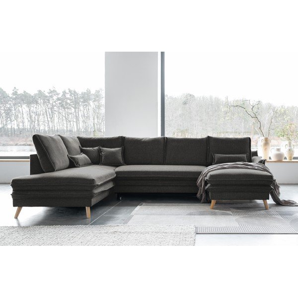 Ciemnoszary rozkładany narożnik (lewostronny/w kształcie litery U) Charming Charlie – Miuform-image-4