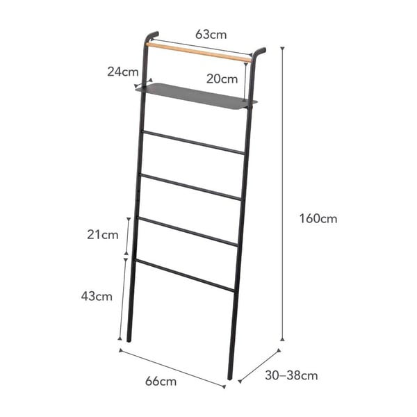 Czarny wieszak z półką YAMAZAKI Tower Ladder-image-3