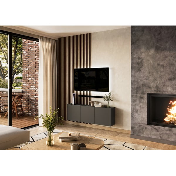 Antracytowa szafka pod TV 138x45 cm Piana – Germania-image-4