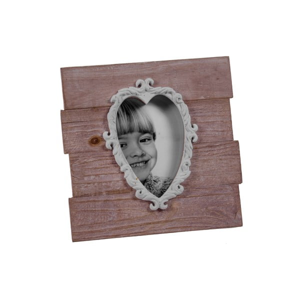 Drewniana ramka na zdjęcie w kształcie serca Ego Dekor, 22x22 cm