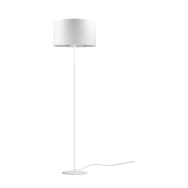 Biała lampa stojąca z detalem w srebrnym kolorze Sotto Luce Mika, ⌀ 40 cm