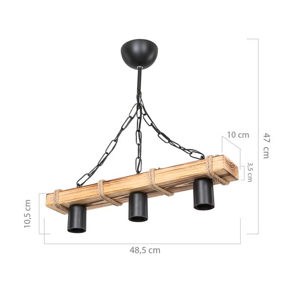 Czarno-naturalna lampa sufitowa 10.5x48.5 cm – Squid Lighting-image-3