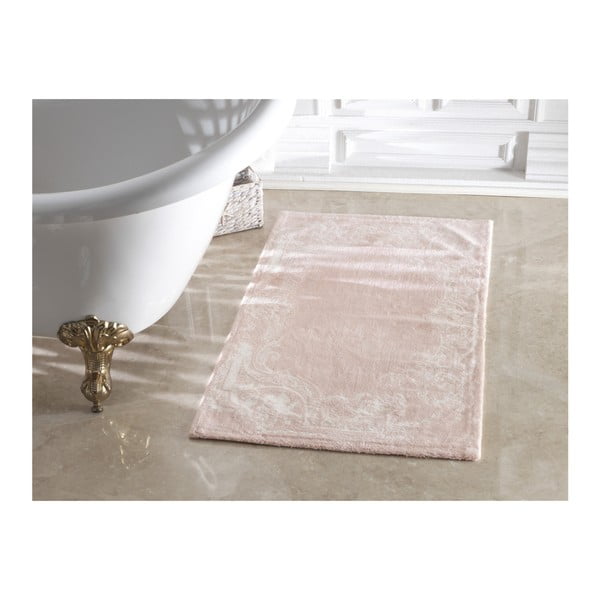 Pudrowy dywanik łazienkowy ze 100% bawełny Madame Coco Lucy, 70x120 cm