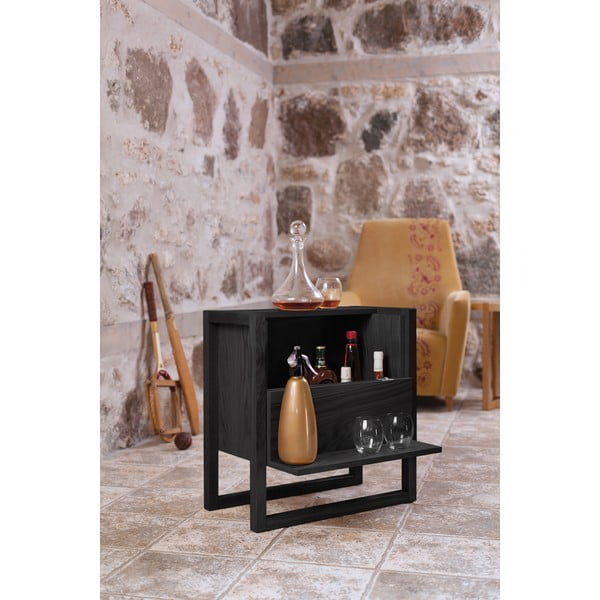 Czarny barek z drewna dębowego 59x60 cm Woodman NewEst-image-1