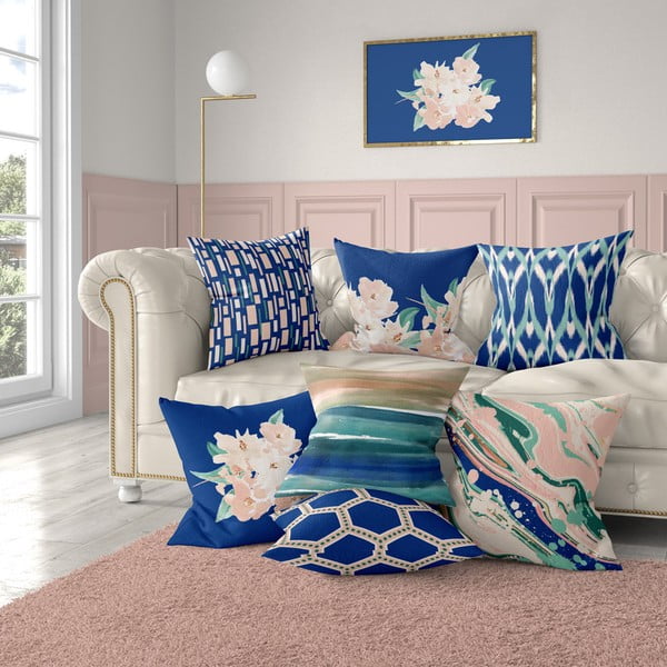 Niebiesko-różowa poszewka na poduszkę Mike & Co. NEW YORK Honey Artsy, 43x43 cm-image-2