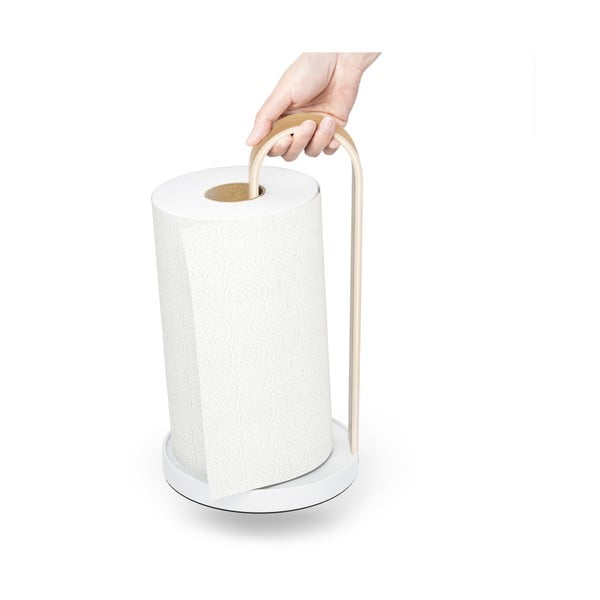 Biały drewniany stojak na ręczniki papierowe ø 17 cm Bellwood – Umbra-image-3