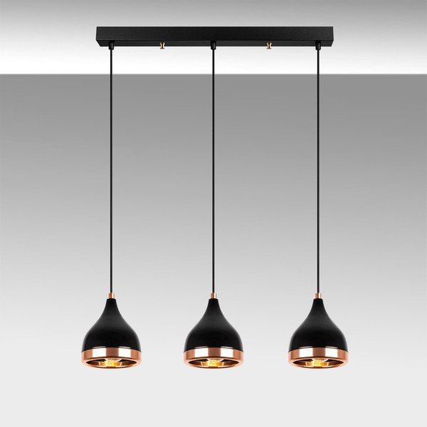 Lampa wisząca w czarno-miedzianym kolorze z metalowym kloszem Yildo – Opviq lights-image-2