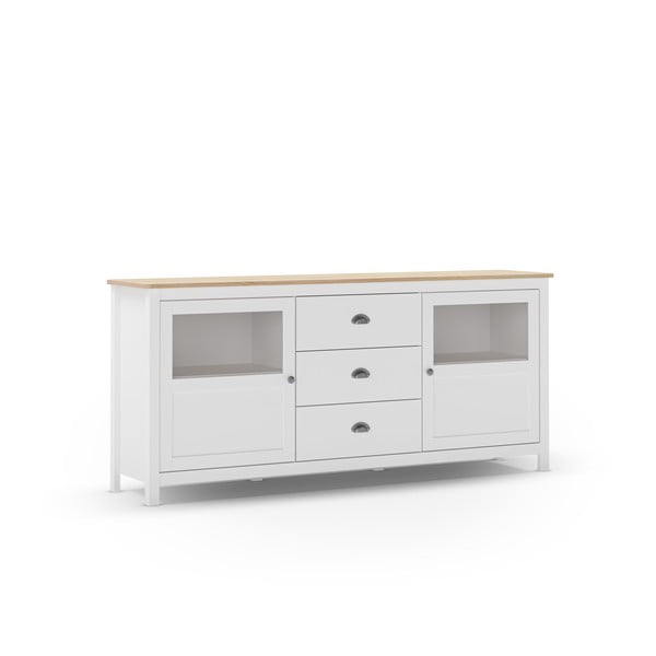 Biała niska komoda z litego drewna sosnowego 180x80 cm Misti – Marckeric-image-4