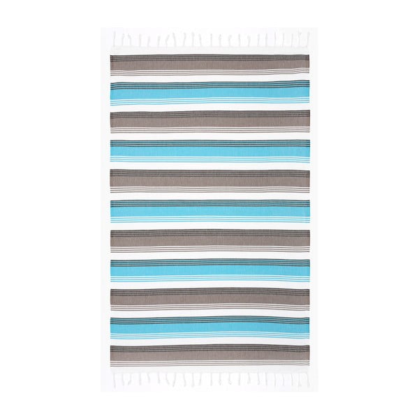 Brązowo-niebieski ręcznik hammam Begonville Maui Icy, 180x100 cm