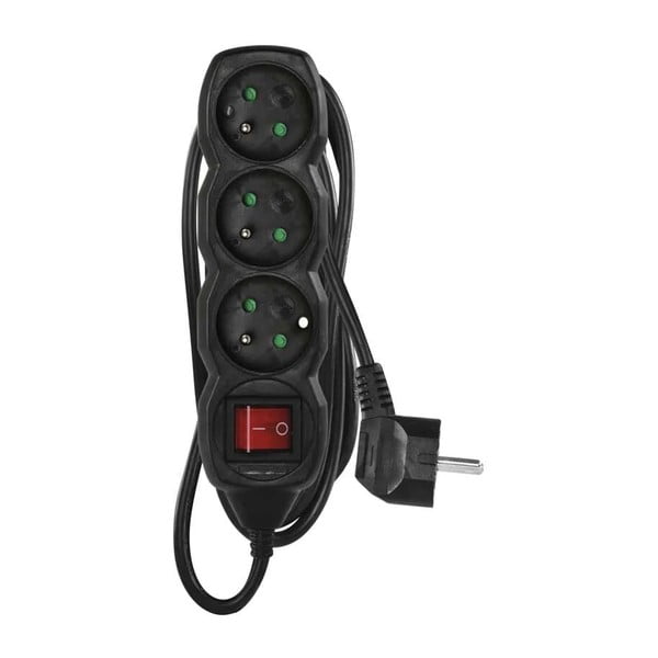 Czarny przedłużacz z 3 gniazdkami i włącznikiem EMOS, 3m-image-3