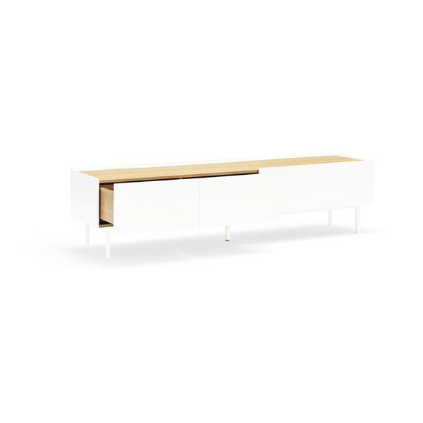 Biało-naturalna szafka pod TV w dekorze dębu 180x45 cm Arista – Teulat-image-4