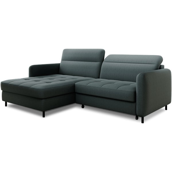 Szarozielony aksamitny rozkładany/ze schowkiem narożnik (lewostronny/z szezlongiem) Gomsi – ELTAP-image-2