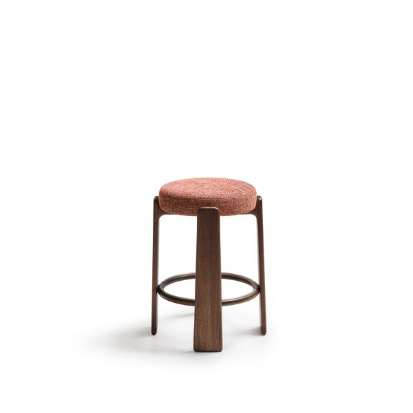 Hoker w kolorze ceglasto-ciemnonaturalnym z litego drewna jesionowego (wysokość siedziska 65 cm) Granite – Kave Home-image-2